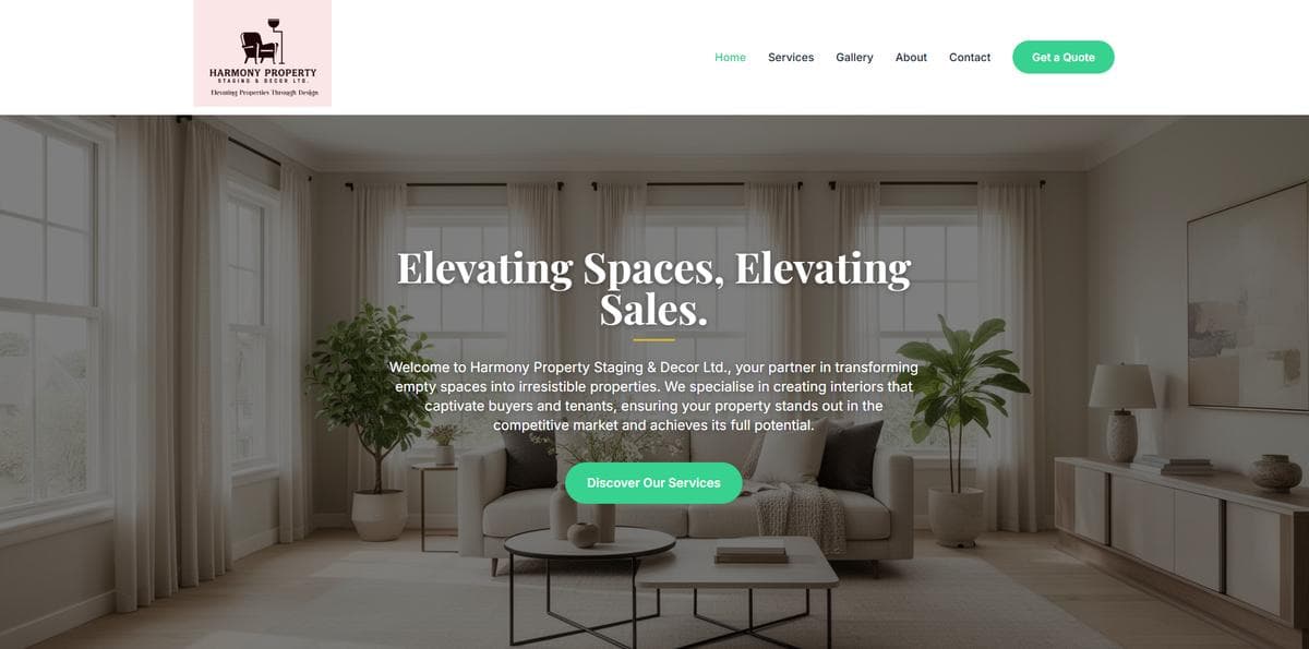 Harmony Property Staging & Decor website preview